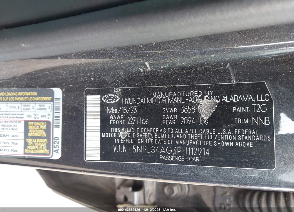 2023 HYUNDAI ELANTRA SEL VIN: 5NPLS4AG3PH112914
