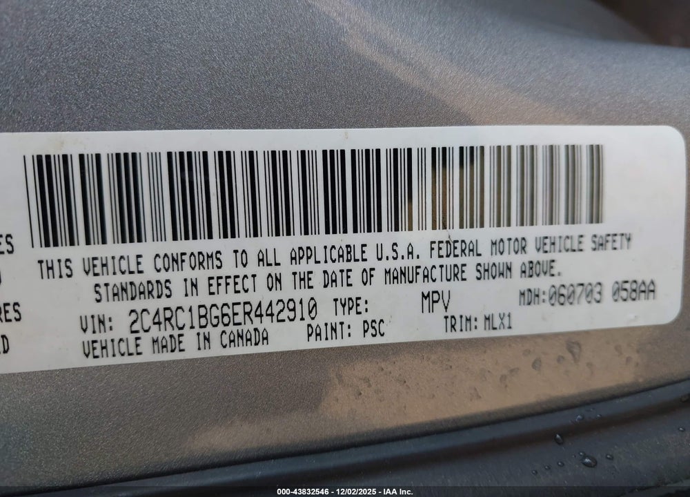2014 CHRYSLER TOWN & COUNTRY TOURING VIN: 2C4RC1BG6ER442910
