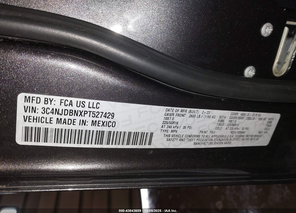 2023 JEEP COMPASS ALTITUDE 4X4 VIN: 3C4NJDBNXPT527429