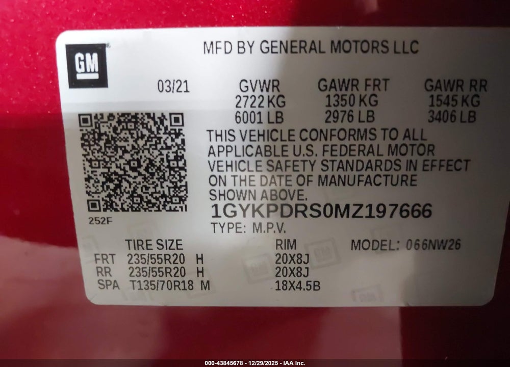 2021 CADILLAC XT6 AWD PREMIUM LUXURY VIN: 1GYKPDRS0MZ197666