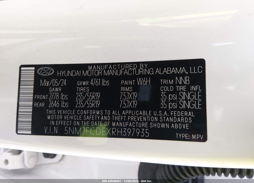 2024 HYUNDAI TUCSON SEL VIN: 5NMJFCDEXRH397935