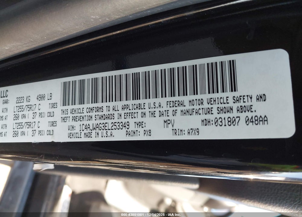 2014 JEEP WRANGLER WILLYS WHEELER VIN: 1C4AJWAG3EL253349