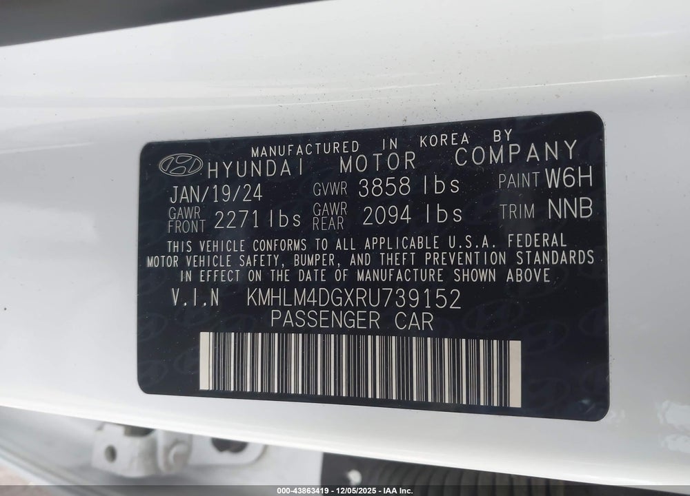 2024 HYUNDAI ELANTRA SEL VIN: KMHLM4DGXRU739152