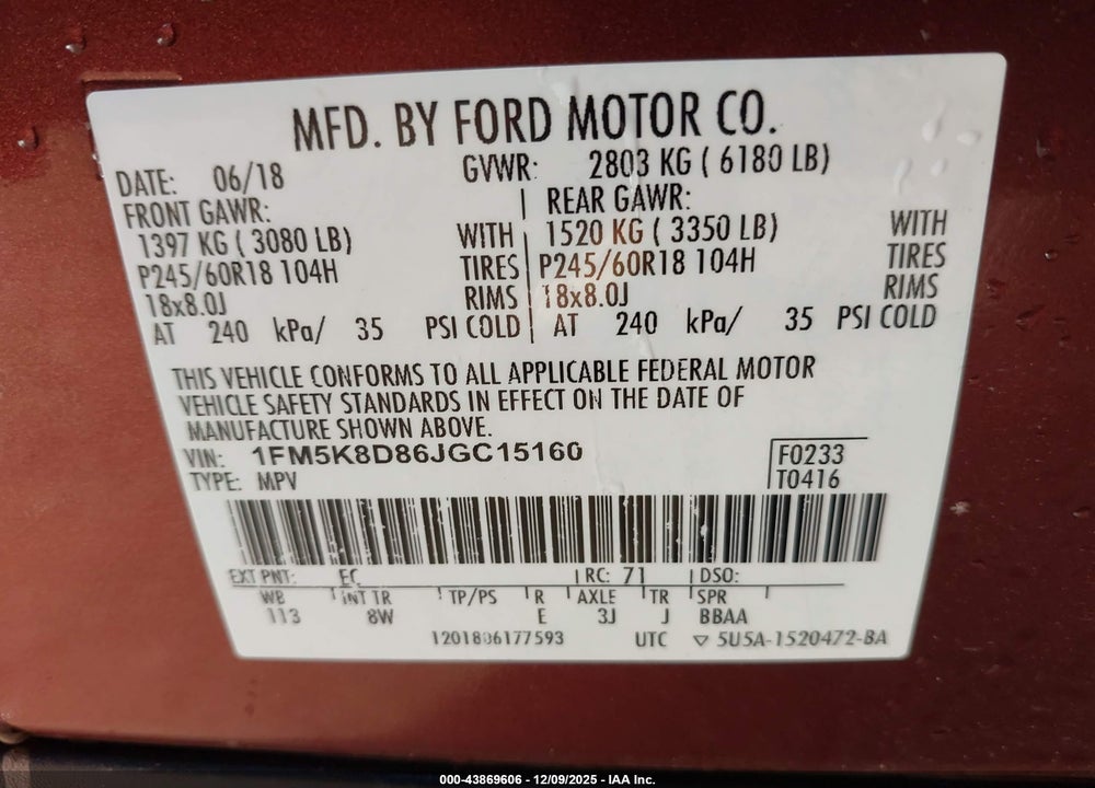2018 FORD EXPLORER XLT VIN: 1FM5K8D86JGC15160