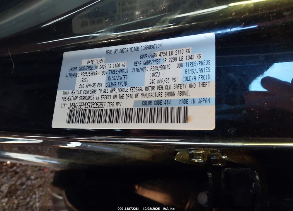 2025 MAZDA CX-5 2.5 S PREMIUM PLUS VIN: JM3KFBEM0S0605287