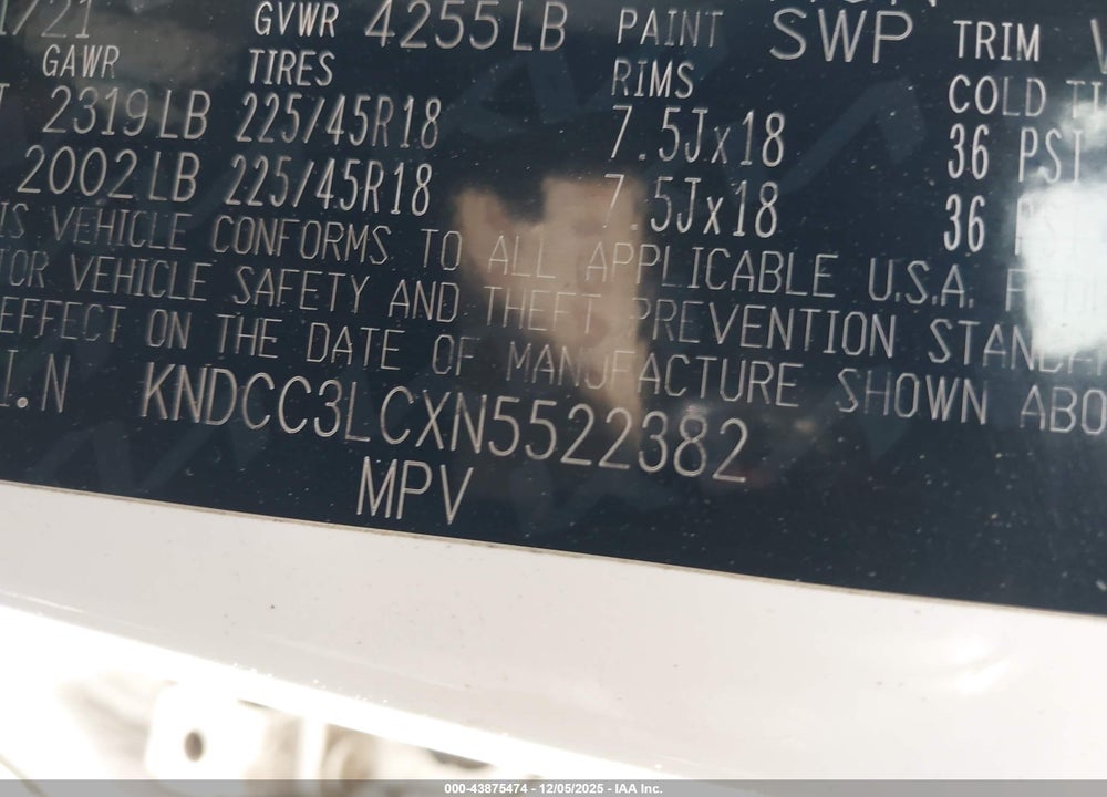 2022 KIA NIRO TOURING SE VIN: KNDCC3LCXN5522382