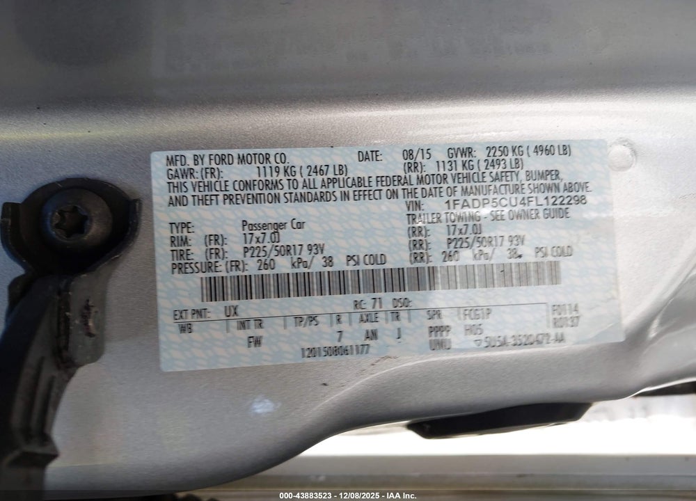 2015 FORD C-MAX ENERGI SEL VIN: 1FADP5CU4FL122298