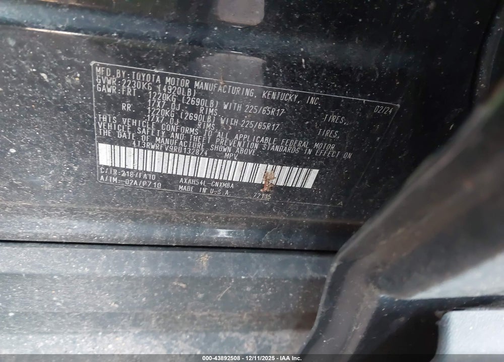 2024 TOYOTA RAV4 HYBRID XLE VIN: 4T3RWRFV9RU132874