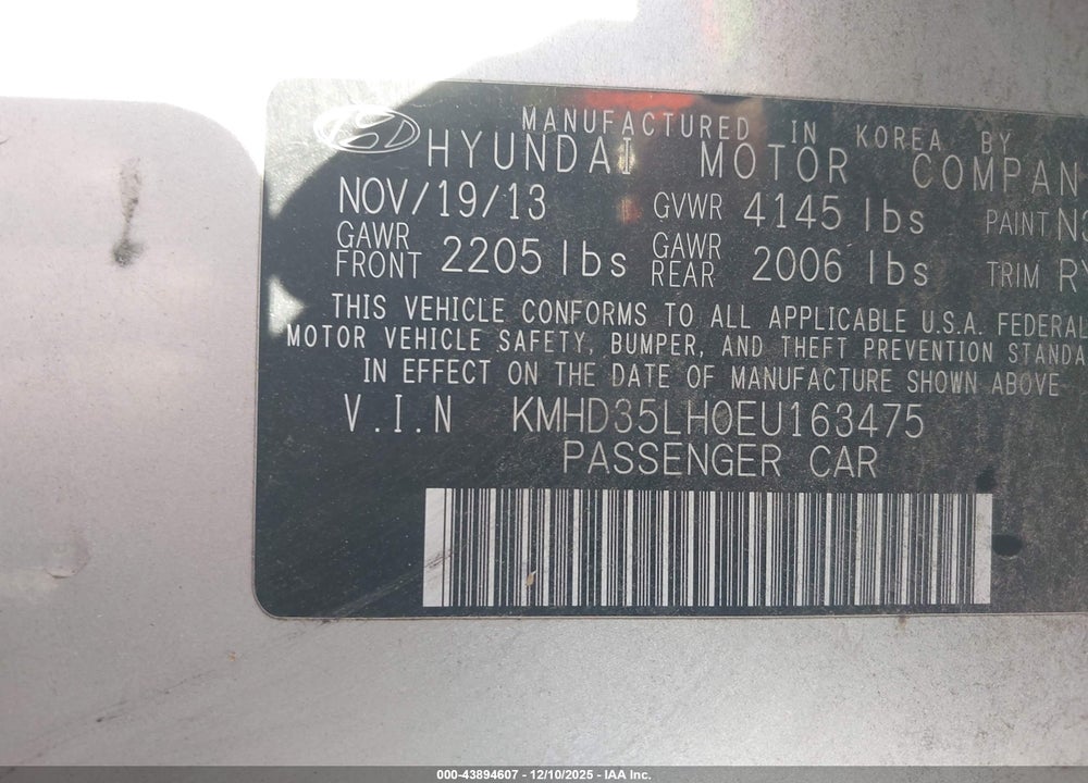 2014 HYUNDAI ELANTRA GT VIN: KMHD35LH0EU163475