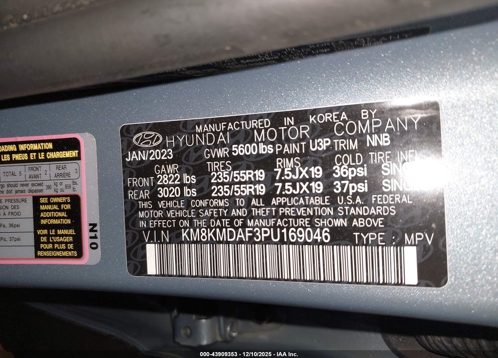 2023 HYUNDAI IONIQ 5 SE VIN: KM8KMDAF3PU169046