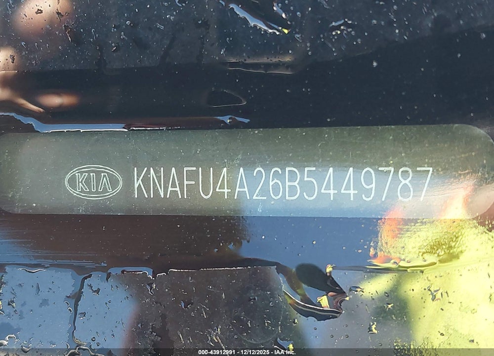 2011 KIA FORTE EX VIN: KNAFU4A26B5449787