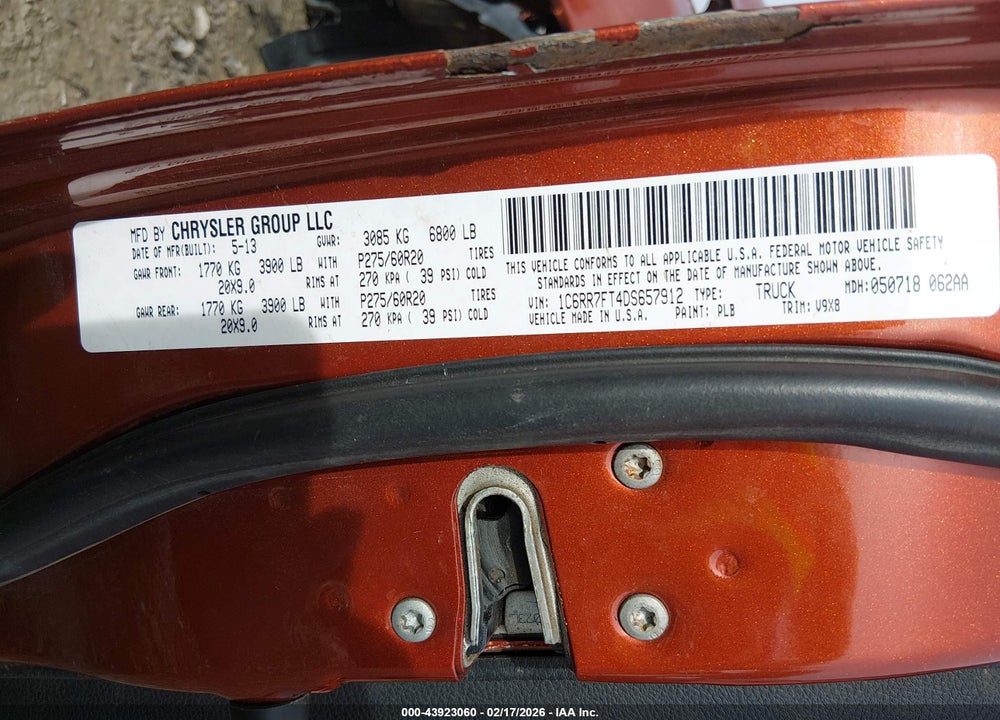 2013 RAM 1500 EXPRESS VIN: 1C6RR7FT4DS657912