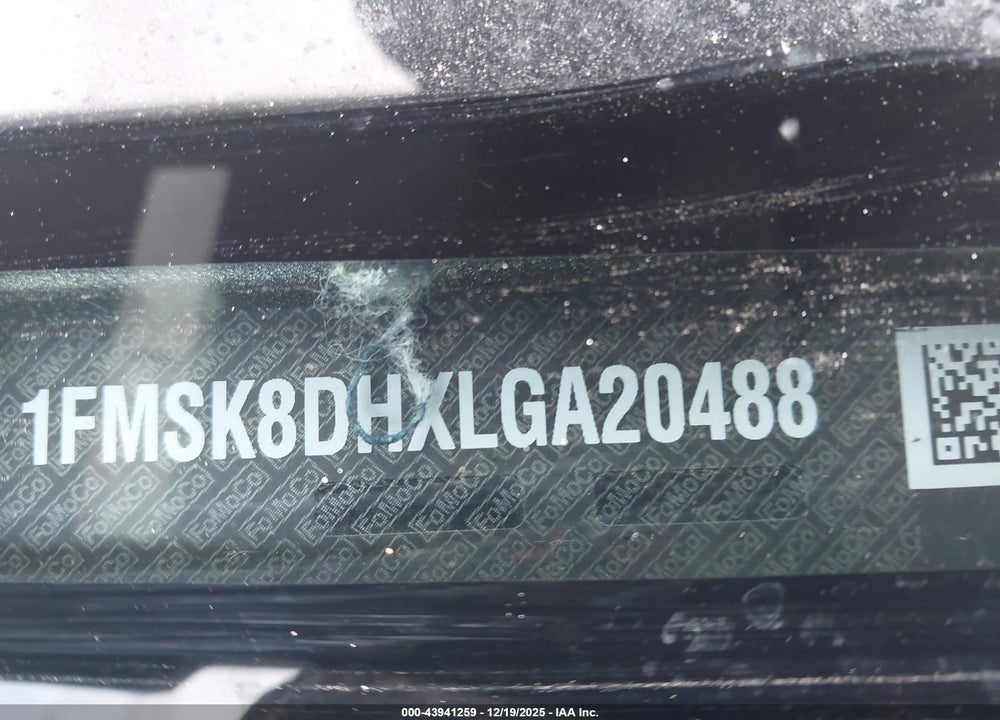 2020 FORD EXPLORER XLT VIN: 1FMSK8DHXLGA20488