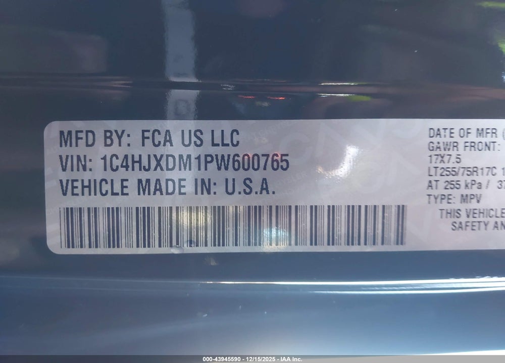 2023 JEEP WRANGLER 4-DOOR WILLYS 4X4 VIN: 1C4HJXDM1PW600765