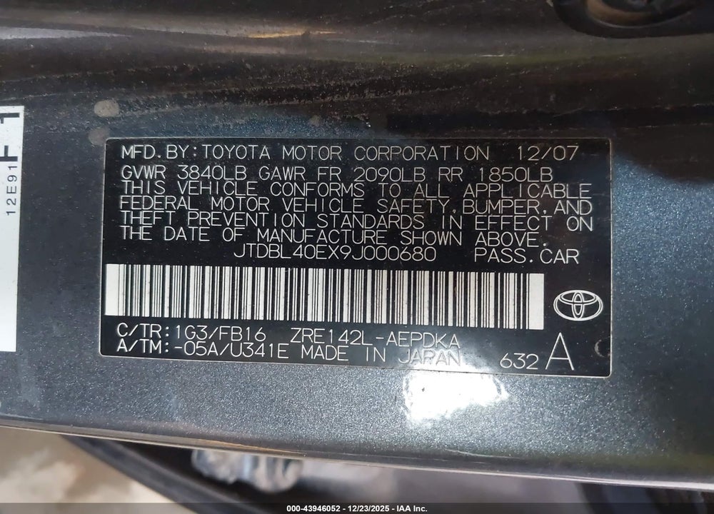 2009 TOYOTA COROLLA LE VIN: JTDBL40EX9J000680