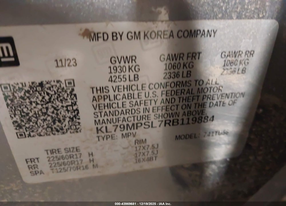 2024 CHEVROLET TRAILBLAZER FWD LT VIN: KL79MPSL7RB119884