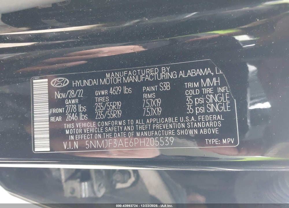 2023 HYUNDAI TUCSON SEL VIN: 5NMJF3AE6PH205539
