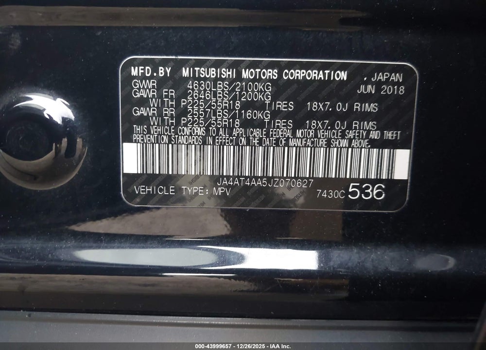2018 MITSUBISHI ECLIPSE CROSS LE VIN: JA4AT4AA5JZ070627