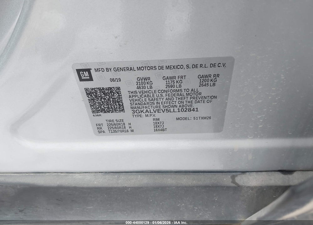 2020 GMC TERRAIN AWD SLT VIN: 3GKALVEV5LL102841