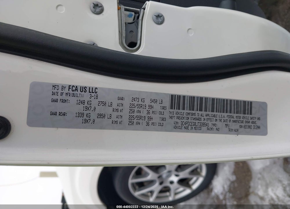 2018 DODGE JOURNEY GT VIN: 3C4PDCEG8JT339541