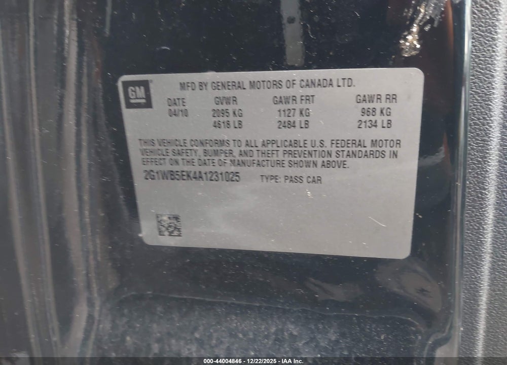 2010 CHEVROLET IMPALA LT VIN: 2G1WB5EK4A1231025