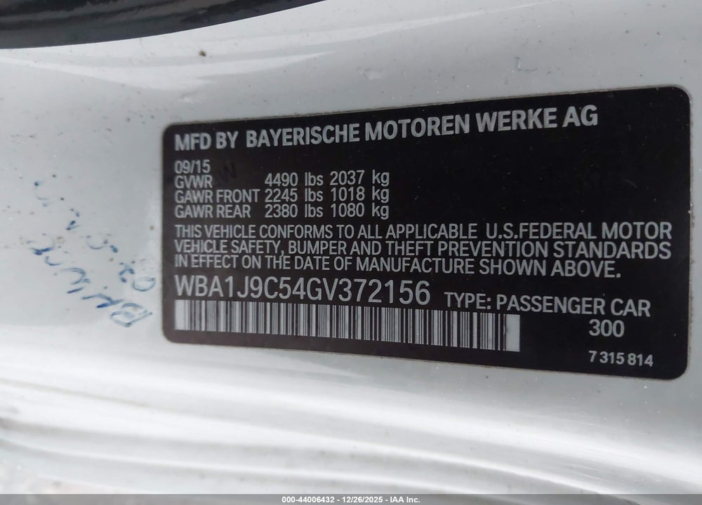 2016 BMW M235I XDRIVE VIN: WBA1J9C54GV372156