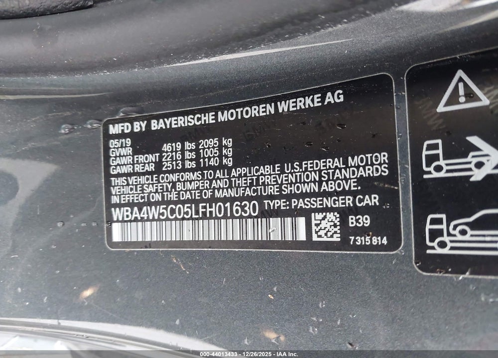 2020 BMW 430I XDRIVE VIN: WBA4W5C05LFH01630