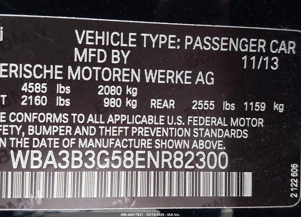 2014 BMW 328I XDRIVE VIN: WBA3B3G58ENR82300