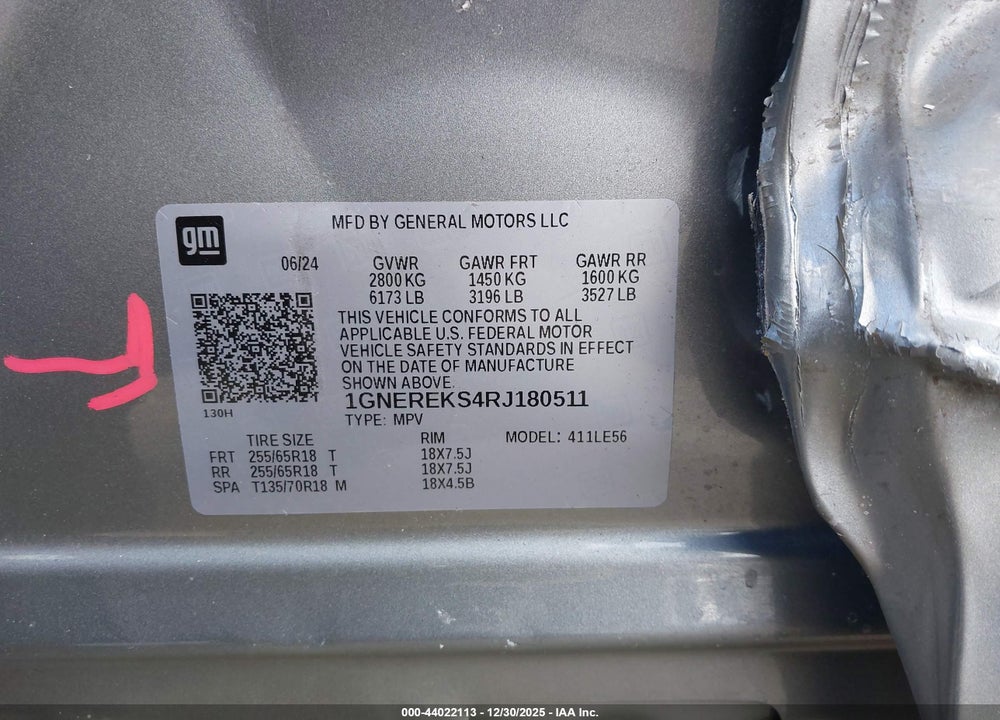 2024 CHEVROLET TRAVERSE FWD LS VIN: 1GNEREKS4RJ180511