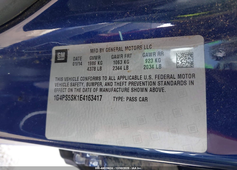 2014 BUICK VERANO LEATHER GROUP VIN: 1G4PS5SK1E4163417