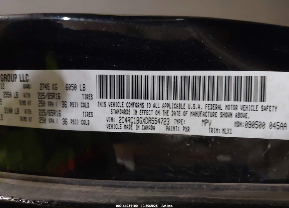 2013 CHRYSLER TOWN & COUNTRY TOURING VIN: 2C4RC1BGXDR554723