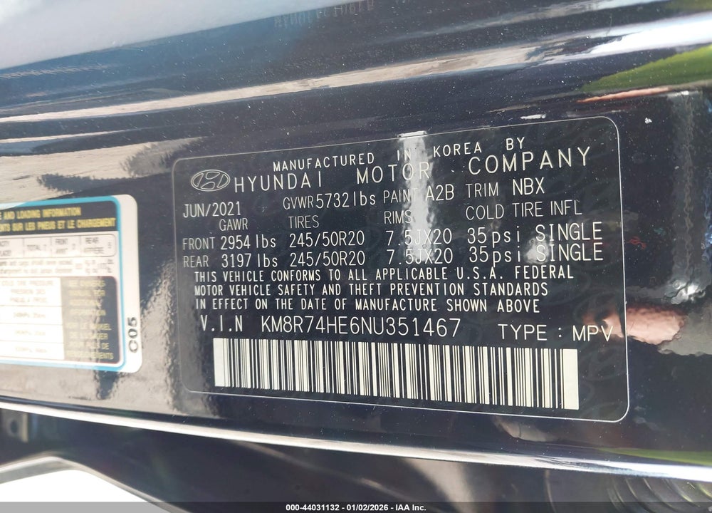 2022 HYUNDAI PALISADE CALLIGRAPHY VIN: KM8R74HE6NU351467