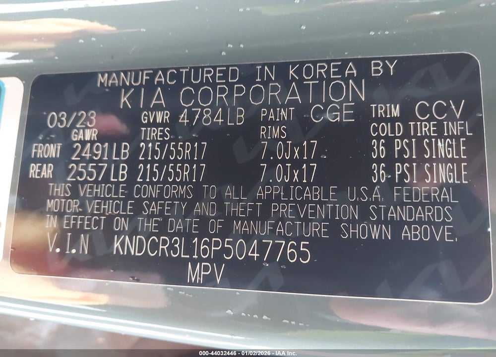 2023 KIA NIRO EV WIND VIN: KNDCR3L16P5047765