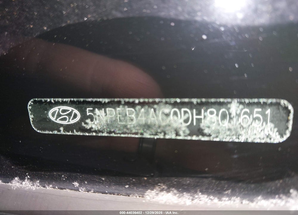 2013 HYUNDAI SONATA GLS VIN: 5NPEB4AC0DH801651