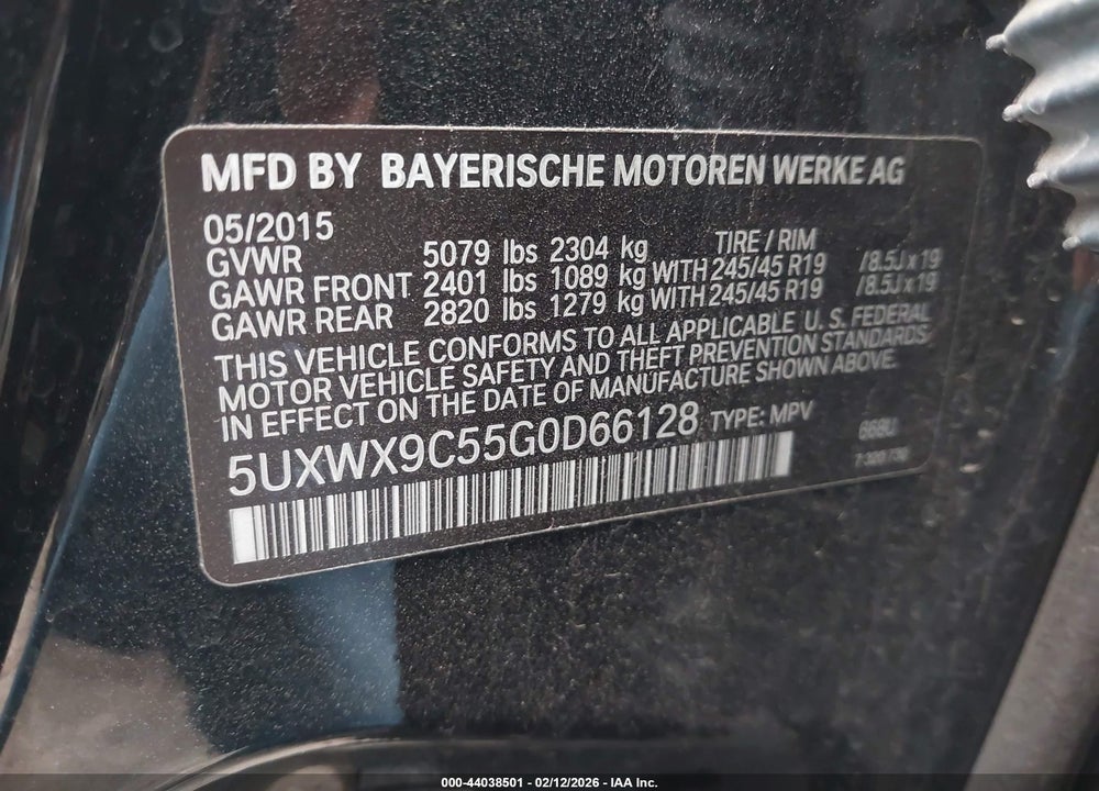 2016 BMW X3 XDRIVE28I VIN: 5UXWX9C55G0D66128