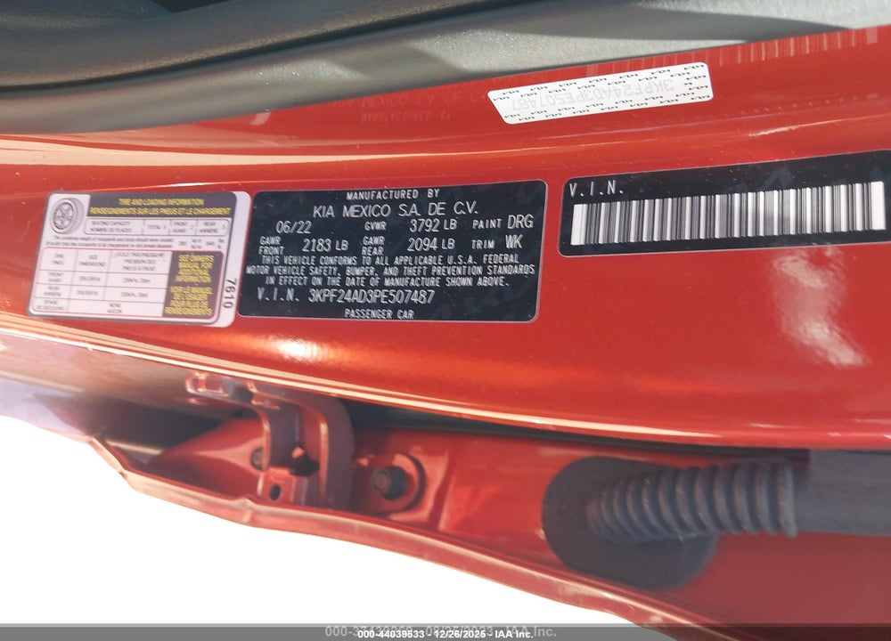 2023 KIA FORTE LXS VIN: 3KPF24AD3PE507487