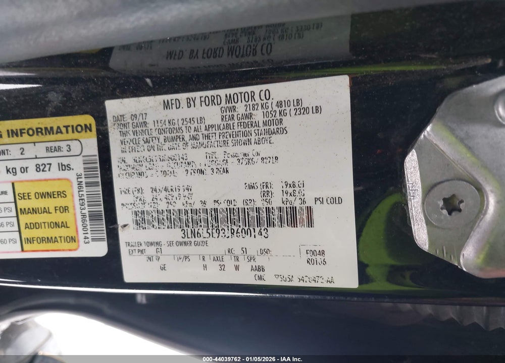 2018 LINCOLN MKZ RESERVE VIN: 3LN6L5E93JR600143
