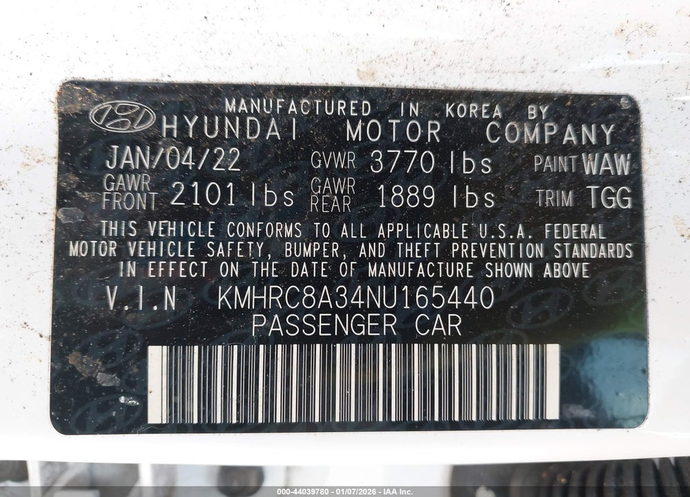 2022 HYUNDAI VENUE SEL VIN: KMHRC8A34NU165440