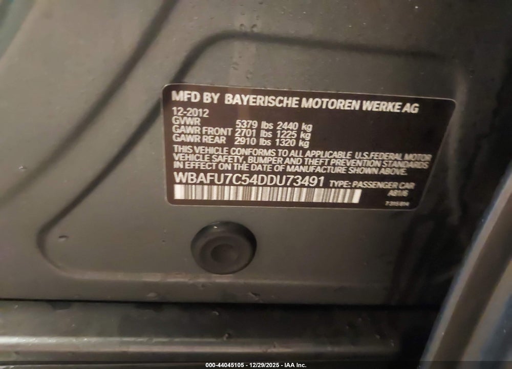 2013 BMW 535I XDRIVE VIN: WBAFU7C54DDU73491