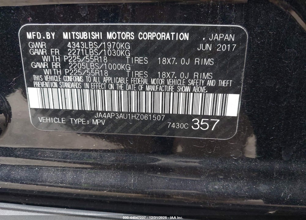2017 MITSUBISHI OUTLANDER SPORT 2.0 LE VIN: JA4AP3AU1HZ061507