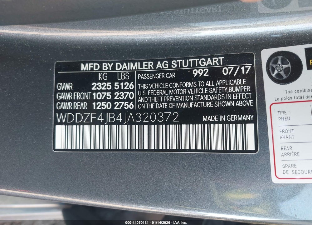 2018 MERCEDES-BENZ E 300 VIN: WDDZF4JB4JA320372