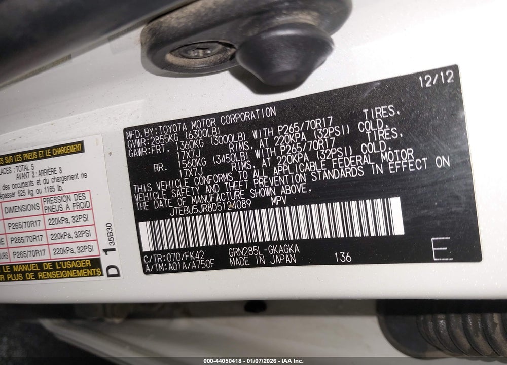 2013 TOYOTA 4RUNNER SR5 VIN: JTEBU5JR8D5124089