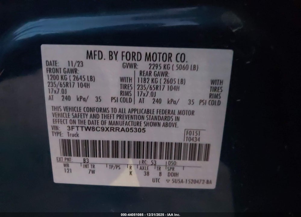2024 FORD MAVERICK XLT VIN: 3FTTW8C9XRRA05305