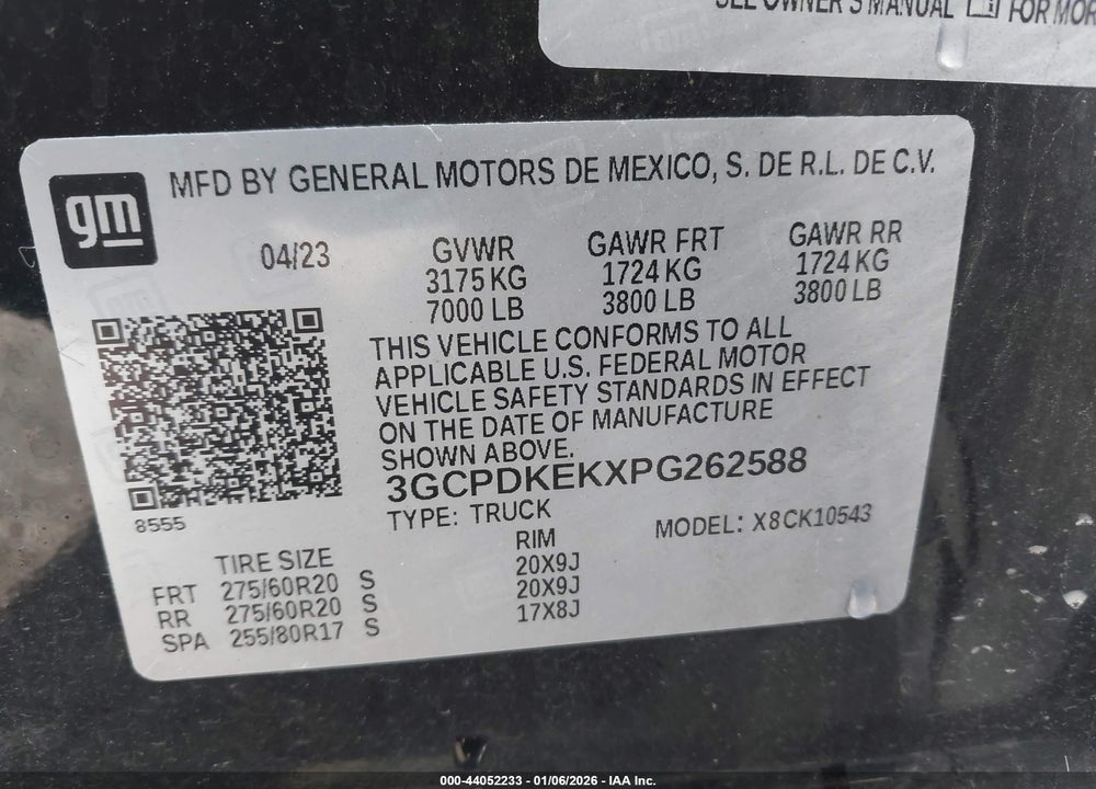 2023 CHEVROLET SILVERADO 1500 4WD  SHORT BED LT WITH 2FL VIN: 3GCPDKEKXPG262588