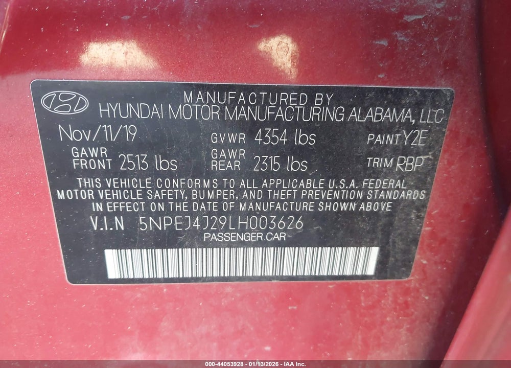 2020 HYUNDAI SONATA SEL PLUS VIN: 5NPEJ4J29LH003626
