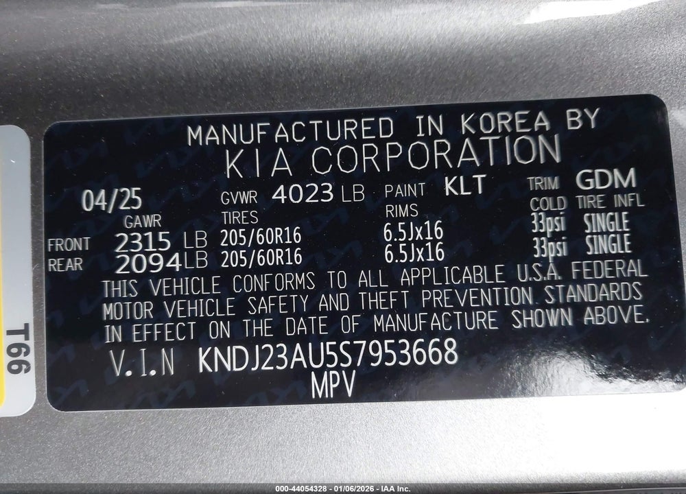 2025 KIA SOUL LX VIN: KNDJ23AU5S7953668