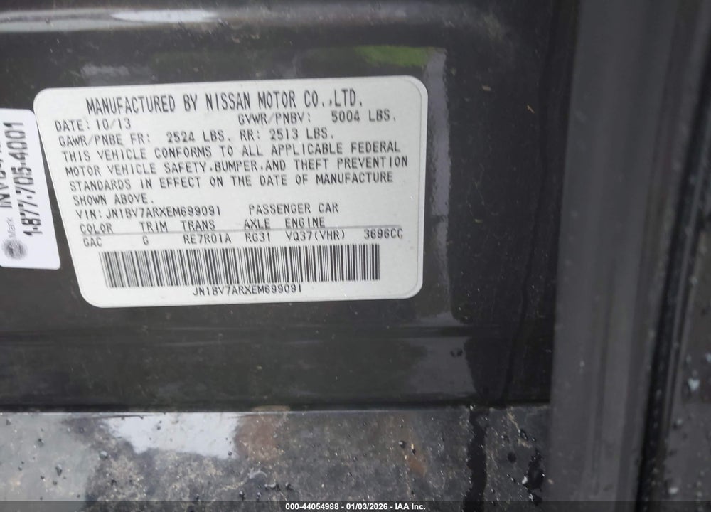 2014 INFINITI Q50 PREMIUM VIN: JN1BV7ARXEM699091