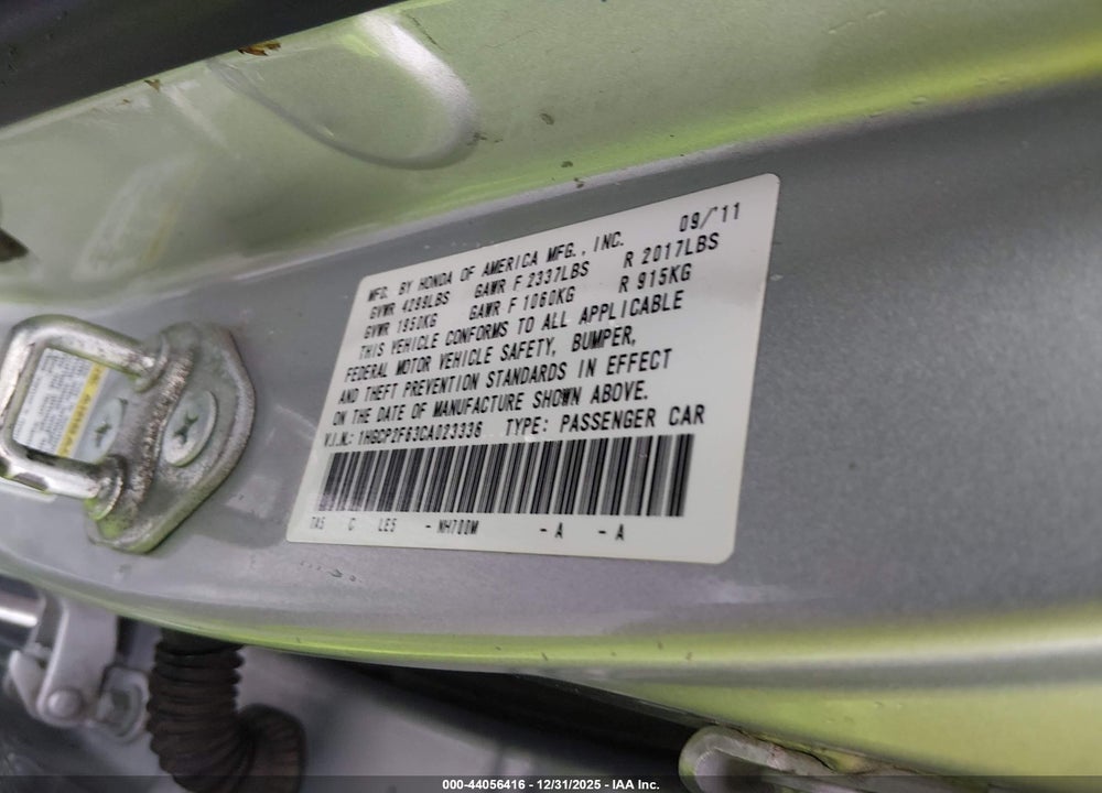 2012 HONDA ACCORD 2.4 SE VIN: 1HGCP2F63CA023336