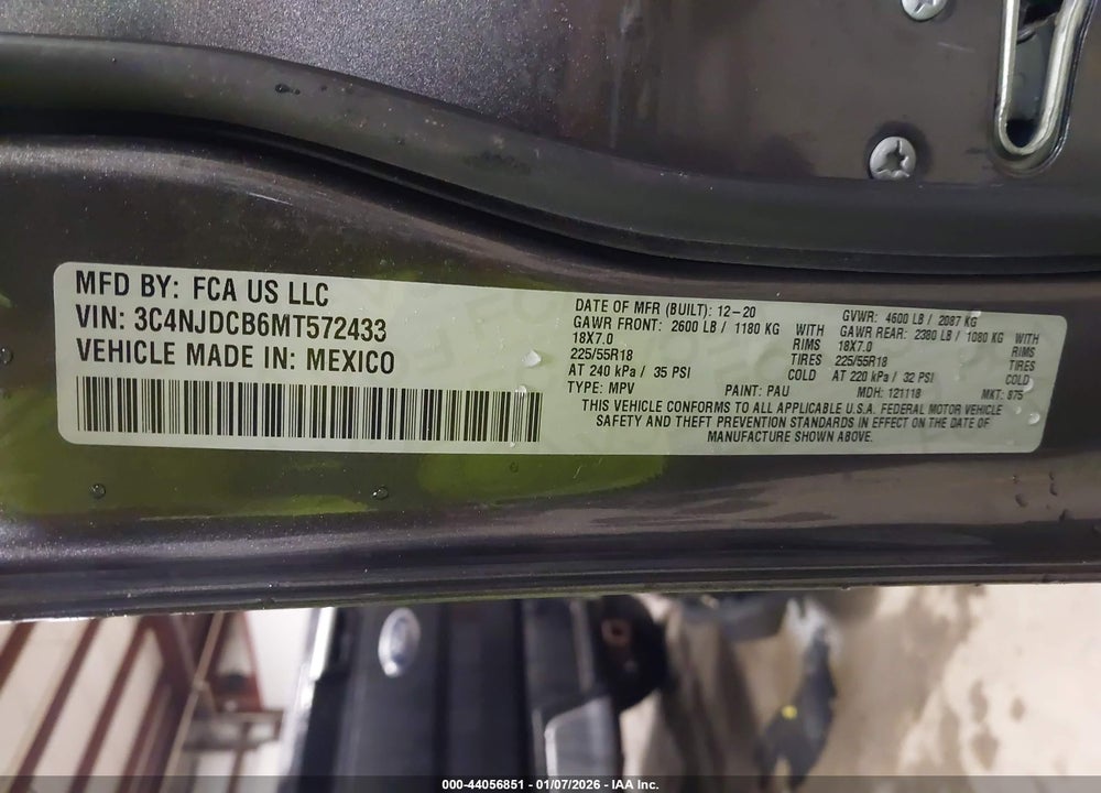 2021 JEEP COMPASS LIMITED 4X4 VIN: 3C4NJDCB6MT572433