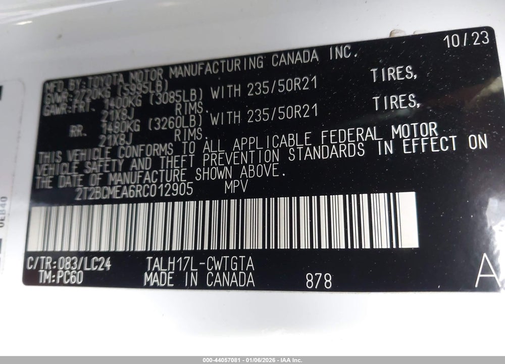 2024 LEXUS RX 500H F SPORT PERFORMANCE VIN: 2T2BCMEA6RC012905